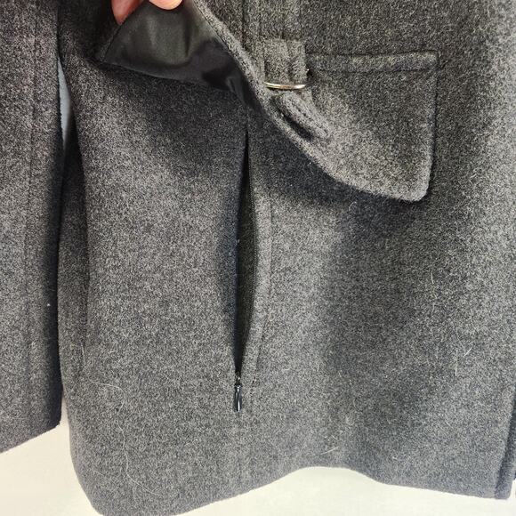 Fleet Street Wool Coat Women's SZ M Black Full Zip Hooded Pockets EUC - Picture 7 of 16